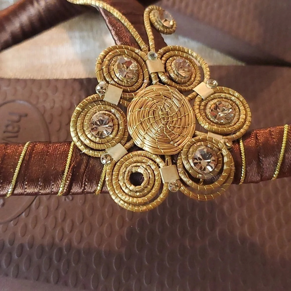 Womans Havaianas Polygon Style SW Flip Flops Brown Sz 7 - Picture 5 of 7